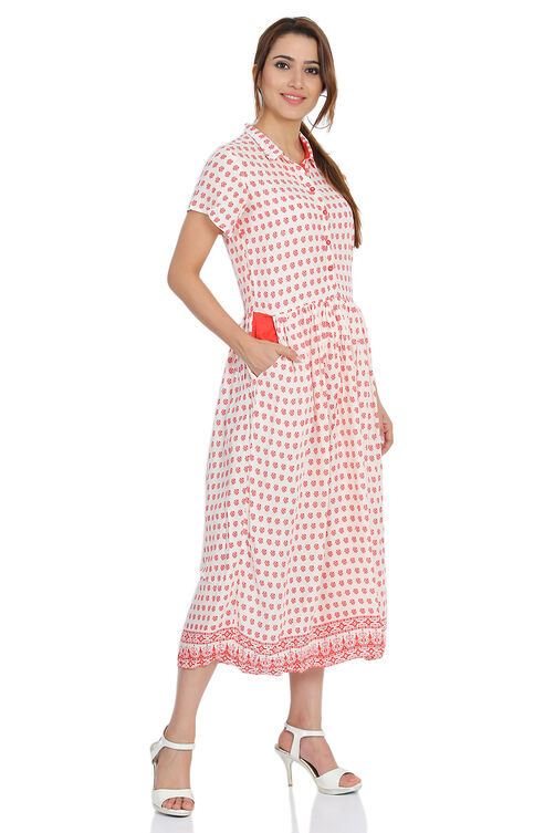 White Straight Viscose Dress image number 3