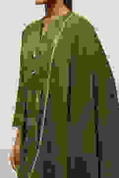 Green Viscose Blend Gathered Printed Kurta Salwar Suit Set image number 6