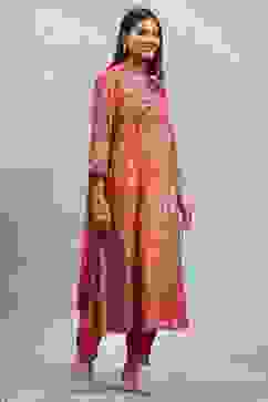 Red Viscose Rayon Printed Kalidar Suit Set image number 5