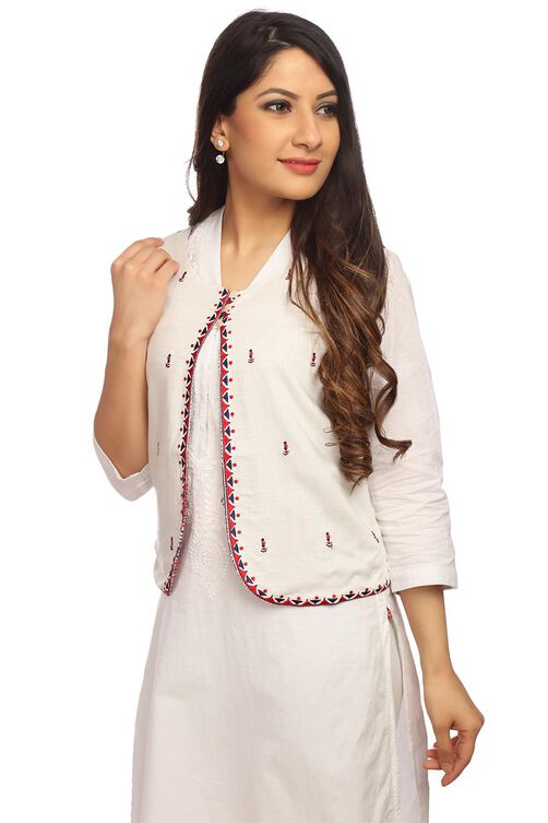 White Straight Viscose Rayon Jacket image number 2