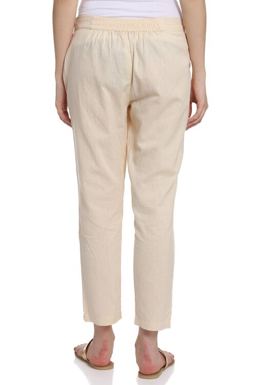 White Cotton Fusion Pants image number 4
