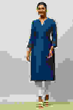 Blue Solid Straight Kurta image number 0