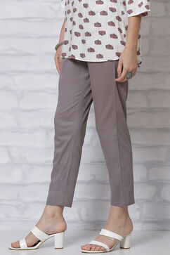 Grey Poly Cotton Slim Pants image number 2