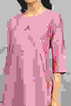 Pink Printed Straight Kurta image number 1