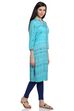 Navy Blue Straight Acro Wool Kurta image number 3