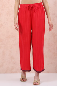 Red LIVA Palazzo Pants image number 0
