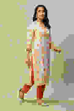 Off White LIVA Straight Printed Kurta image number 4