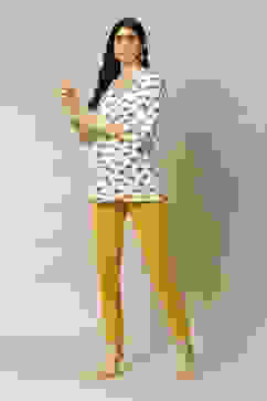 Yellow Poplin Lycra Slim Solid Slim Pants image number 0