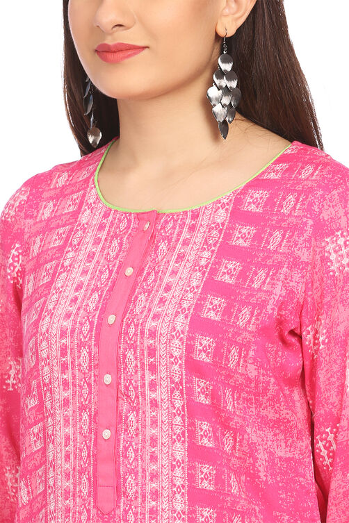 Pink Viscose Straight Kurta image number 1