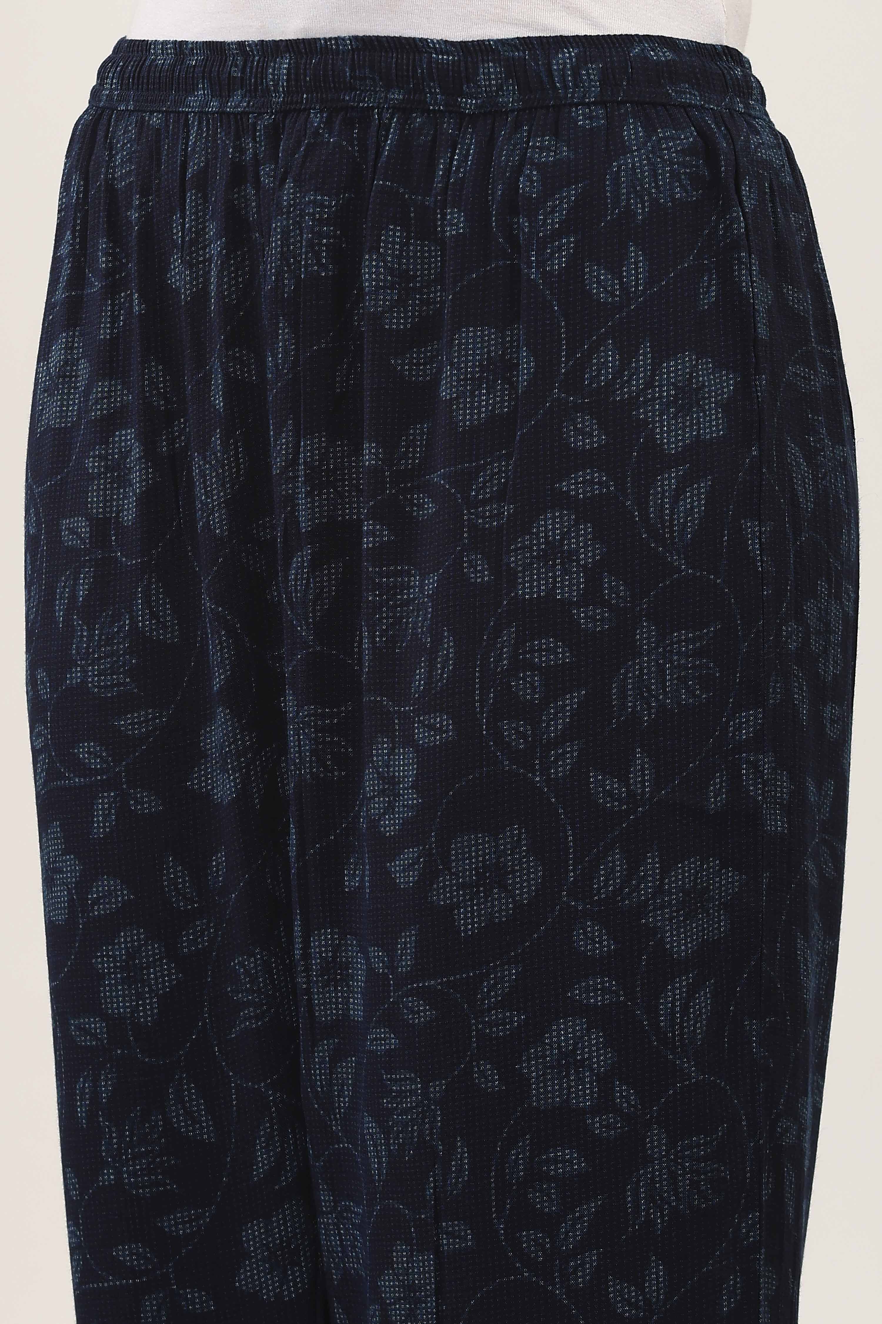 Blue Viscose Polyester Viscose Rayon Kurta Pants Set image number 2