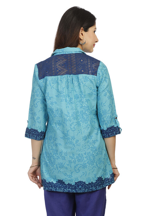 Turq Cotton Net Straight Indie Top image number 5