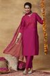 Fuchsia Aari Embroidered Kurta Set image number 0