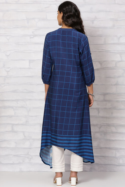 Indigo Viscose Asymmetric Dress image number 4