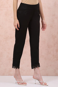 Black Art Silk Slim Pants image number 0
