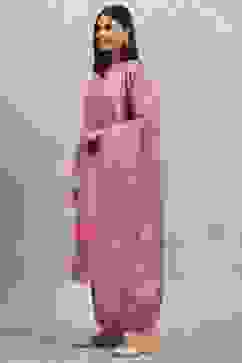 Coral Polyester Yarndyed Straight Suit Set image number 3