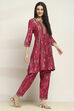 Black Viscose Blend Printed A-Line Kurta Pants Set image number 5