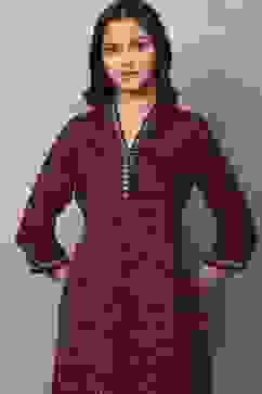 Red Viscose Polyester A-line & Kalidar Kurtas image number 6