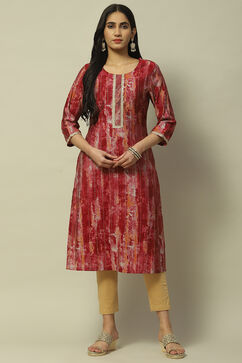 Maroon Viscose Blend Staight Kurta image number 5