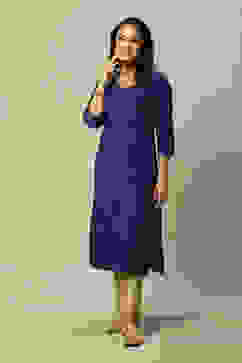 Blue LIVA Straight Printed Kurta image number 5