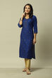 Blue Viscose Straight Printed Kurta image number 5