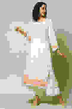 Off White LIVA Straight Printed Kurta image number 0