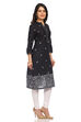 Black Straight Cambric Cotton Kurta image number 3