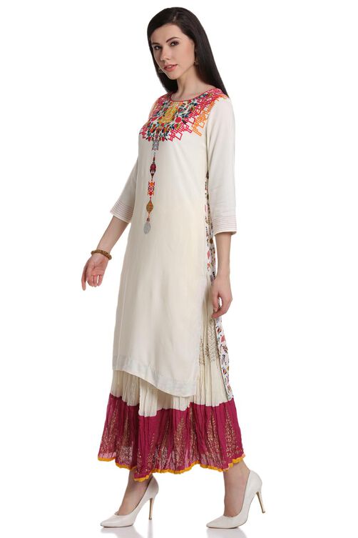 Ecru Rayon Straight Kurta image number 2