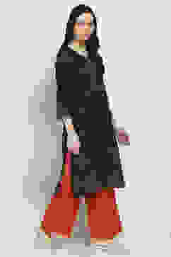 Black Printed Straight Kurta image number 4