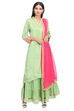 Green Straight Viscose Suit Set image number 0