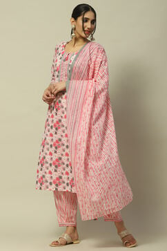 Pink Voile Straight Suit Set image number 0