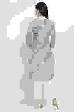 Indigo Cotton Printed Straight Kurta image number 3