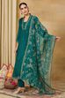 Green Viscose Rayon Kalidar Solid Suit Set image number 4