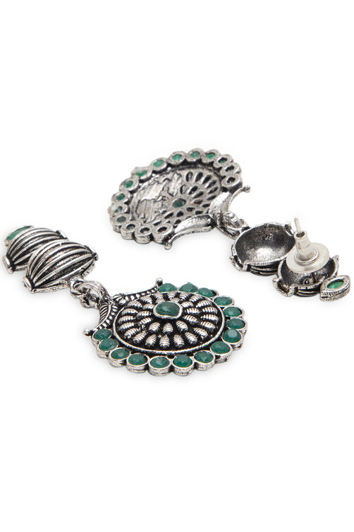 Green Metal Brass Earring image number 2