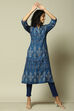 Indigo LIVA Straight Printed Kurta image number 6