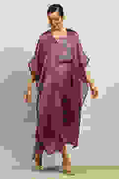 Purple Poly Georgette Printed Kaftan  image number 4