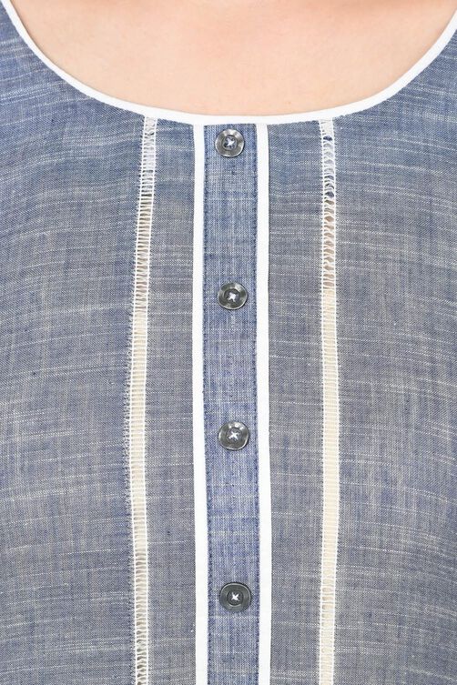 Blue Straight Chambray Kurta image number 1