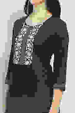 Indigo Cotton Blend Straight Kurta image number 1