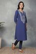 Indigo Cotton Straight Kurta image number 4