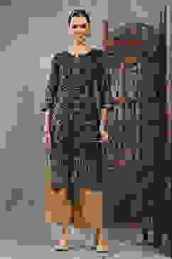 Black Printed Straight Kurta image number 1