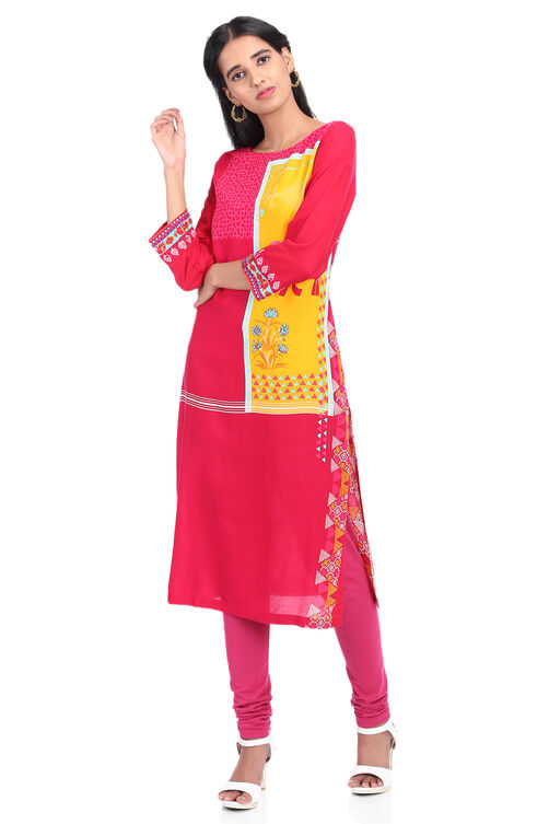 Off White Straight Viscose Kurta image number 4