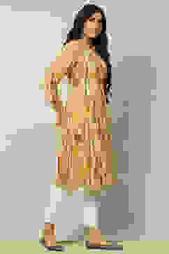 Yellow Viscose Geometric Printed Straight Kurta image number 4