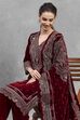 Green-Maroon Polyester Printed Straight Suit Set image number 7