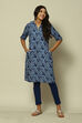 Indigo Blue Viscose Straight Printed Kurta image number 5