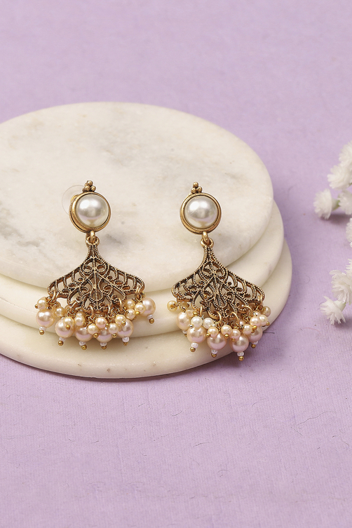 Gold Oxidised Alloy Earrings image number 0