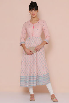 Peach Viscose Rayon Kalidar Kurta image number 3