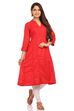 Red Straight Cotton Kurta image number 0