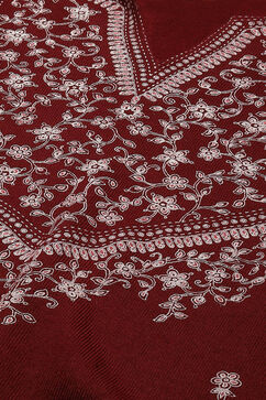 Maroon Acrylic Straight Kurta image number 1