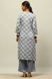 Grey Viscose Blend Straight Printed Kurta Palazzo Suit Set image number 4