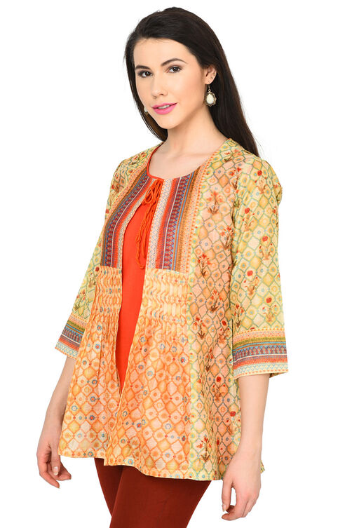 Orange Straight Polyester Indie Top image number 3