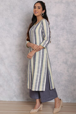 Multicolored Cotton Straight Suit Set image number 3